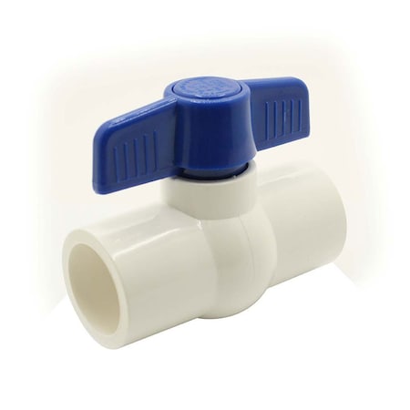 Thrifco Plumbing 1-1/4 Inch Slip PVC Ball Valve, Blue Handle, Economy 6415413